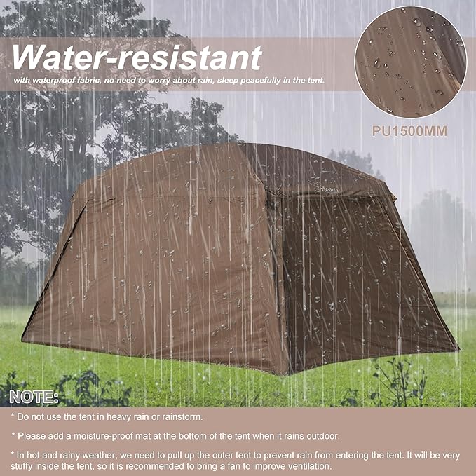Vidalido 8-10 Person Camping Tent with 3 Door 2 Room Large Family Cabin Tents, Double Layer