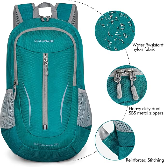 ZOMAKE Ultra Lightweight Packable Backpack 25L, Foldable Hiking Backpacks Water Resistant Small
