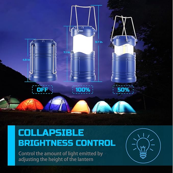Lichamp LED Camping Lantern, 4 Pack Battery Powered Flashlight for Power Outages, Portable