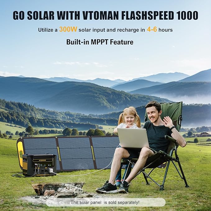 VTOMAN FlashSpeed 1000 Portable Power Station, 828Wh LiFePO4 Battery Solar Generator with