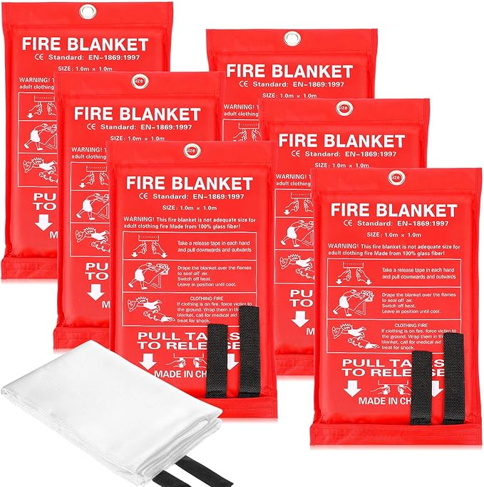 Macarrie 6 Pack 39??x 39??Fire Blanket Emergency for Home and Kitchen Safety Suppression Blanket