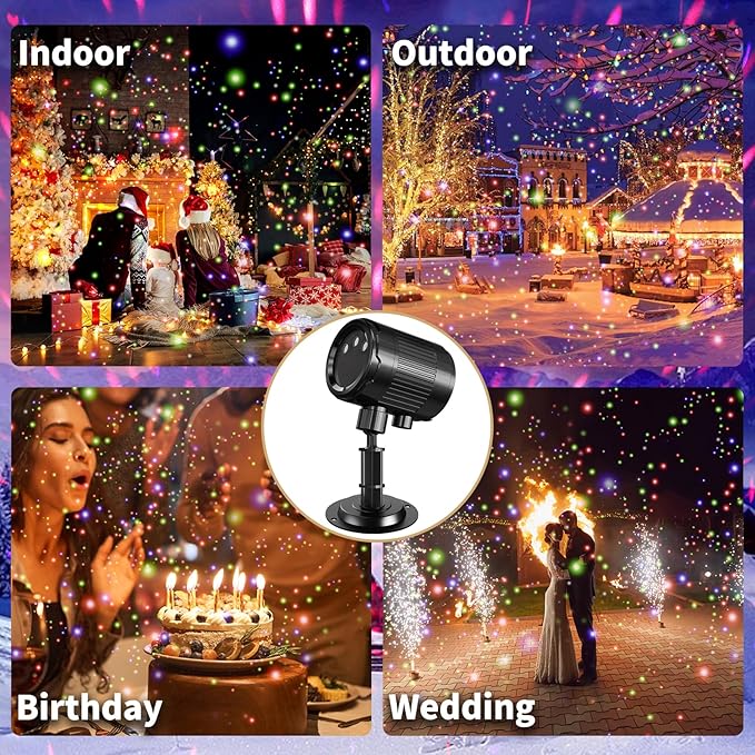 Christmas Laser Projector Light Outdoor: RGB 3 Colors Firefly Moving Laser Lights, IP65 Waterproof