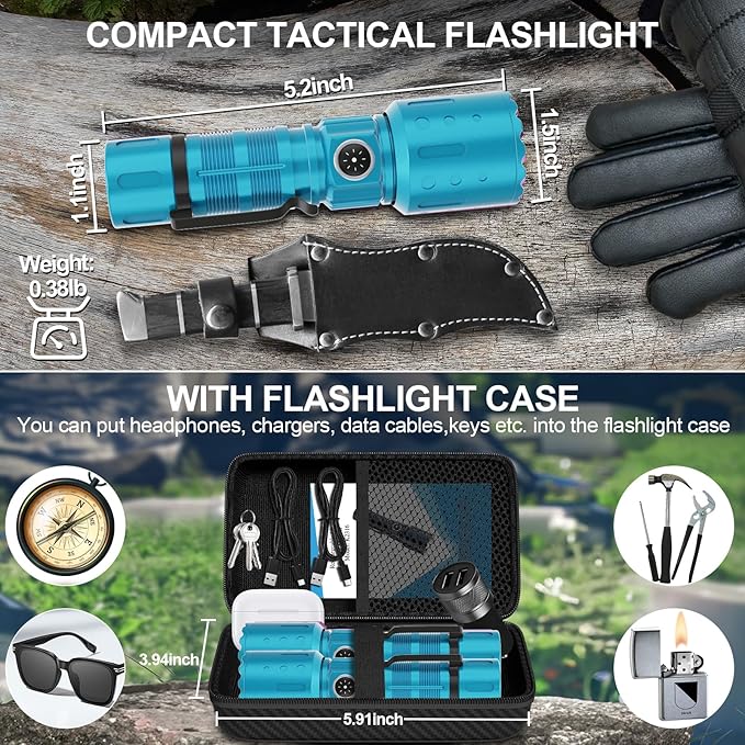 Flashlights High Lumens Rechargeable, Super Bright Long Range Small Powerful Flashlight, 6 Modes