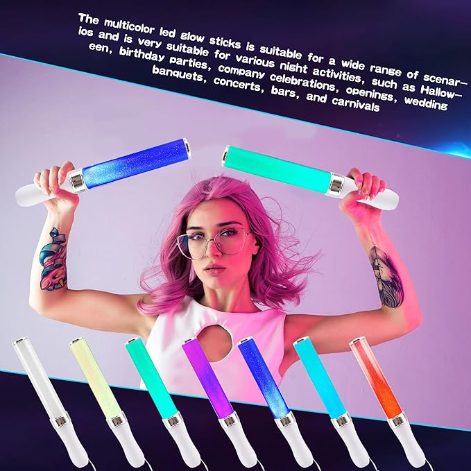 5 Pack LED Light Sticks 15 Colors Change Glow in the Dark Wands Multicolor Light Up Sticks Flashing