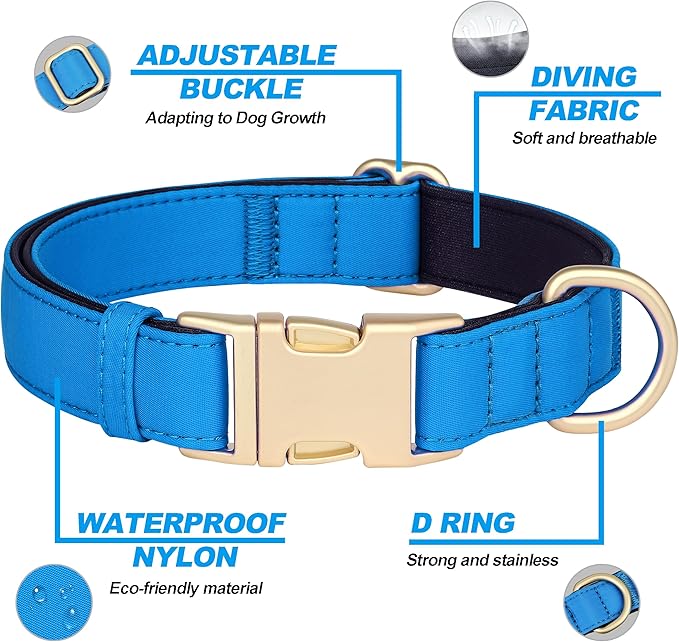 Didog Soft Padded Dog Collar for Large Dogs, Colorful and Durable Pet Collar with Quick Release