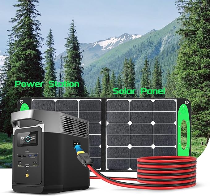 Bateria Power Solar to XT60 Charge Extension Cable with Solar Connectors Caps, Combined Wire Solar