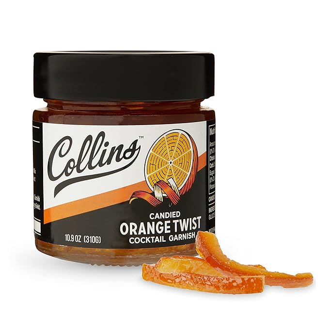 Collins Candied Fruit Orange Peel Twist in Syrup - Popular Cocktail Garnish for Skinny Margarita