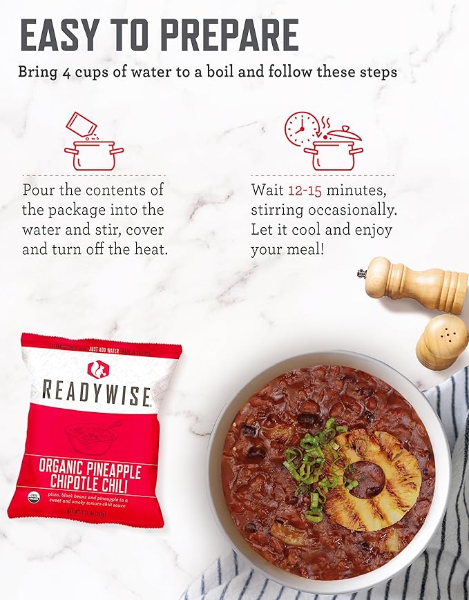 ReadyWise Emergency Food Supply - 90 Servings Organic Bucket, Protein Meals, Dehydrated & Freeze