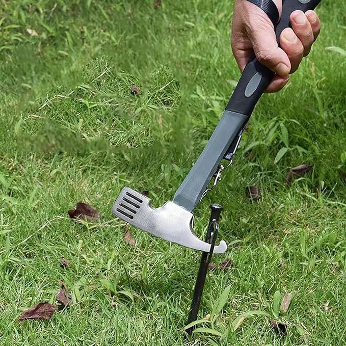 10 Pcs Heavy Duty Tent Stakes and Camping Hammer Set,10in Metal Tent Stake for Lawn,Ground and