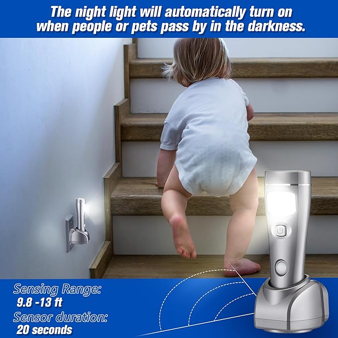 Enhon 6 Pack 4 in 1 LED Emergency Lights for Home Power Failure, Rechargeable Plug in Flashlight