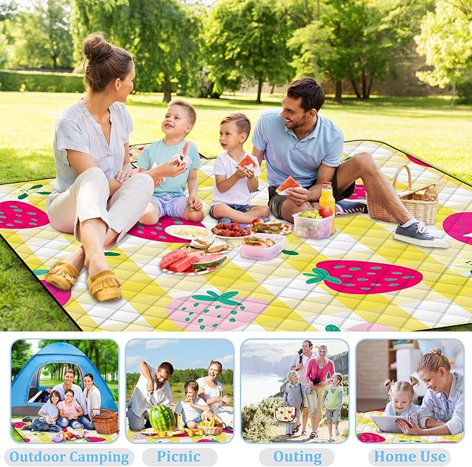 Extra Large Picnic Blanket Waterproof,80"x 80"Foldable Machine Washable Beach Blanket,Outdoor