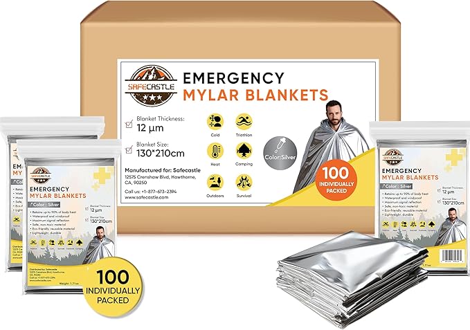 Emergency Mylar Blankets 130 * 210 Cm Large Reusable Thermal Space Blanket Survival Rescue