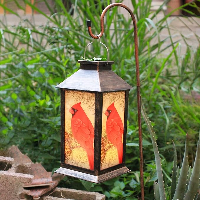 Solar Lanterns, Outdoor Hanging Lanterns Waterproof LED Solar Cardinal Lights Tabletop Lamp for
