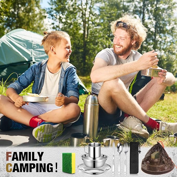 Scout Camping Mess Kit for Person 18/8 Stainless Steel Utensils Camping Dinnerware Kit Boy Scout