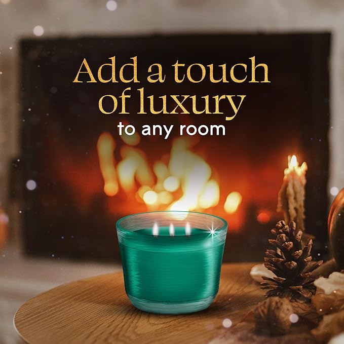 Glade 3-Wick Scented Candle Jar, Balsam & Spruce, Air Freshener Infused with Essential Oils, 6.8
