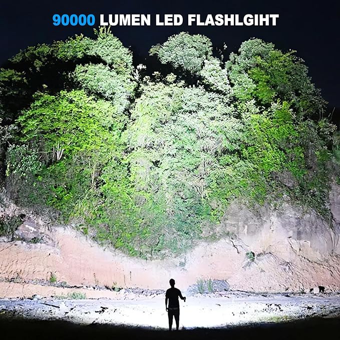 Cinlinso Rechargeable LED Flashlights High Lumens 2 Pack, 90000 Lumen Super Bright Flashlight, 7