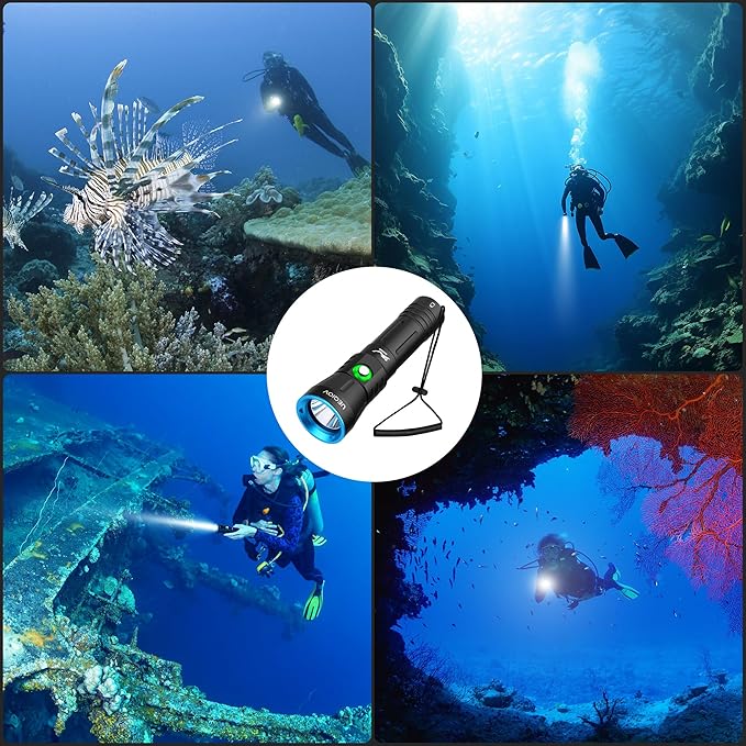 Dive Light Scuba Diving Flashlight Dive Torch Rechargeable,3500Lumens 6 Modes Underwater Light,IPX8