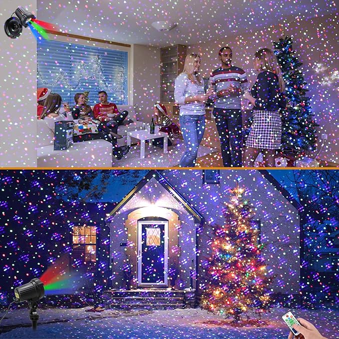 Christmas Laser Lights, Outdoor Garden Laser Lights Projector with Moving RGB Waterproof for