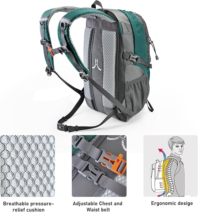 N NEVO RHINO Hiking Backpack 20L Water Resistant Outdoor Day Pack,Lightweight Travel Small Backpack