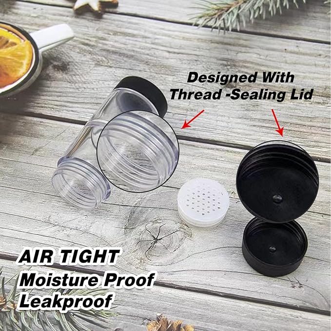 Sunmei Salt and Pepper Shakers Moisture Proof Set, 2-in-1 Portable Spice Shaker with Airtight Lid