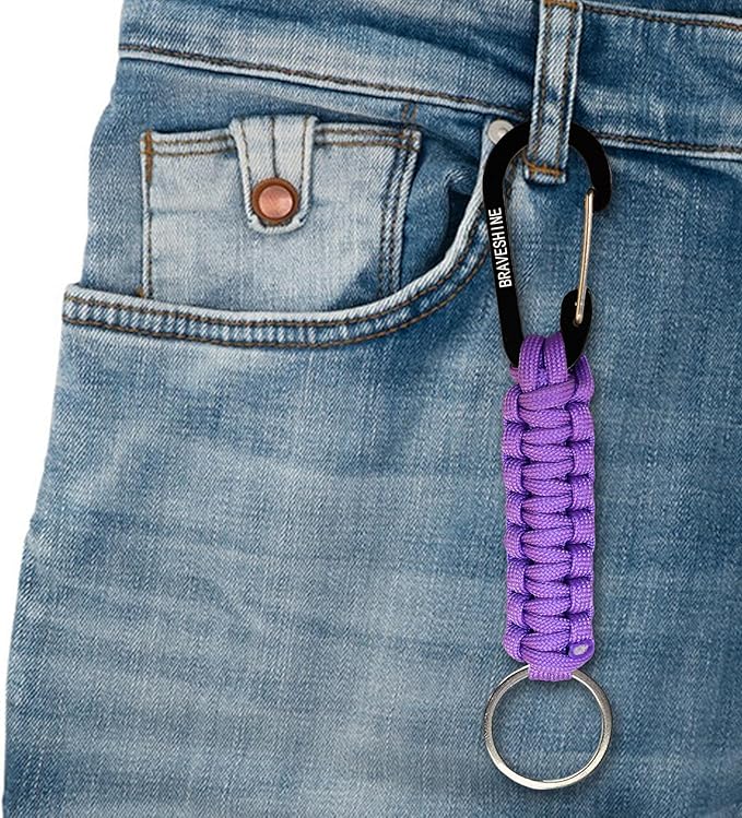 BRAVESHINE Paracord Keychain Carabiner Clip, D Ring Lanyard Hanger Stroller Hook for Water Bottle
