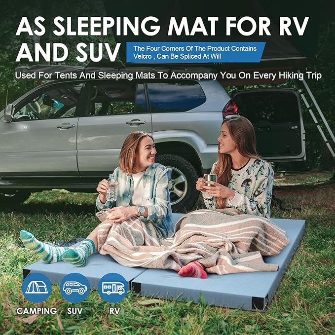 KingChii CertiPUR-US Memory Foam Camping Mattress, Portable Roll Up Travel Car Camping Mattress