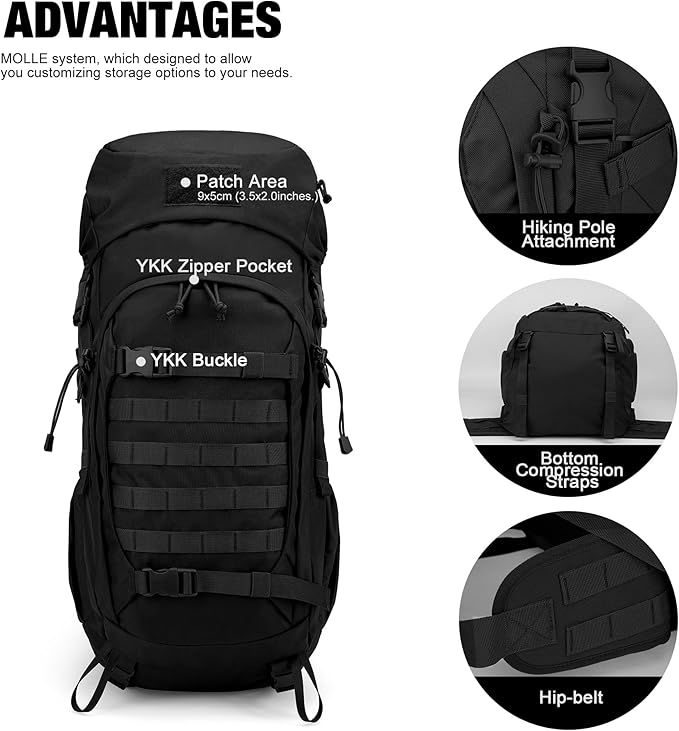 Mardingtop 50L Hiking Backpack,Backpacking Backpack with Rain Cover for