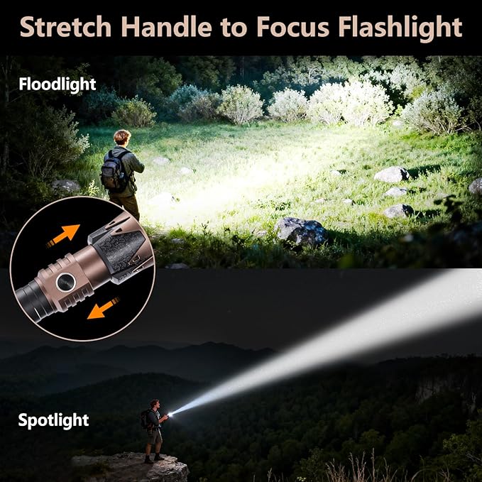 SKYFIRE Rechargeable Flashlights High Lumens 2 Pack with Ignition Lens,3000lm Mini Bright Tactical
