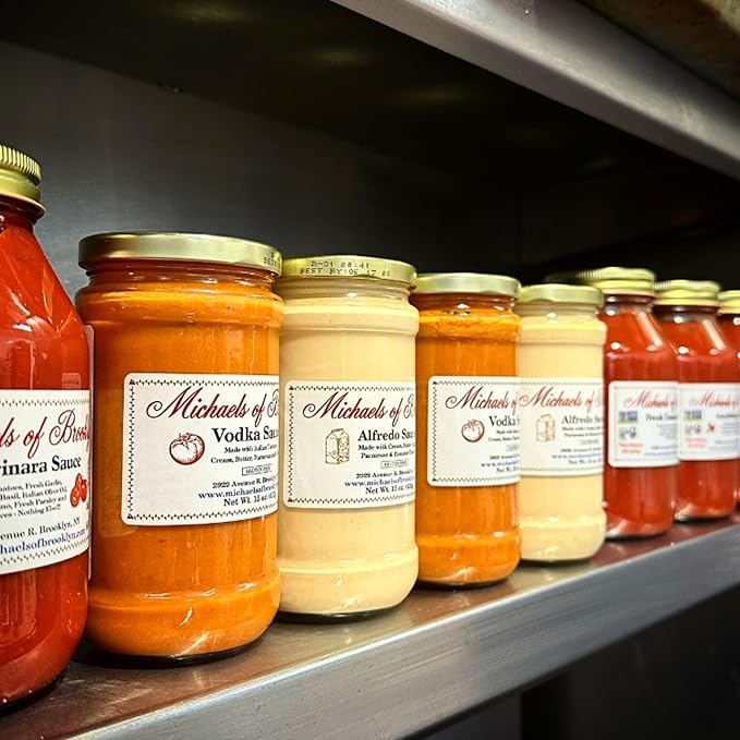 Michaels Of Brooklyn, Sauce, Tomato Basil, Pack of 6, Size 32 OZ, (GMO Free Low Sodium Vegan Wheat
