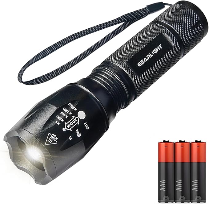 GearLight LED Flashlight Bright, Zoomable Tactical Flashlights with High Lumens and 5 Modes for