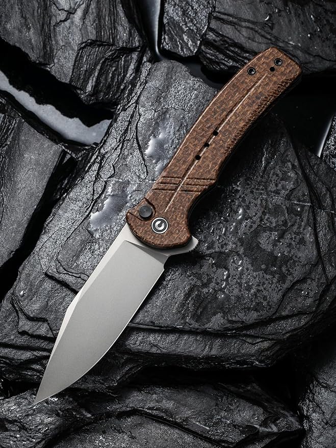 CIVIVI Folding Pocket Knife,Cogent Knife 14C28N Blade Brown Micarta Handle for EDC C20038D-6