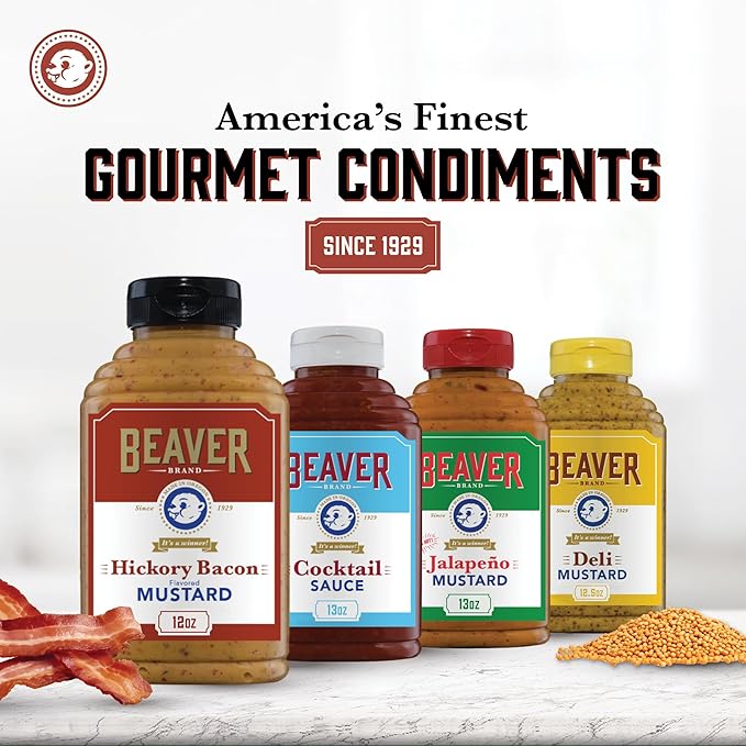 Beaver Hickory Bacon Mustard,12 oz squeeze bottle