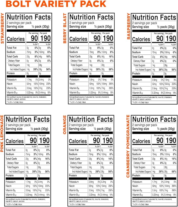PROBAR - BOLT Organic Energy Chews, Variety Pack, Strawberry, Berry Blast, Orange, Raspberry, Pink