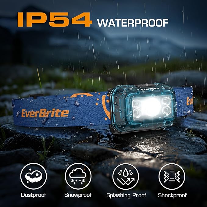EverBrite Rechargeable Headlamp, 2 Pack Kids Headlamp with White/Red/Green Light and Memory