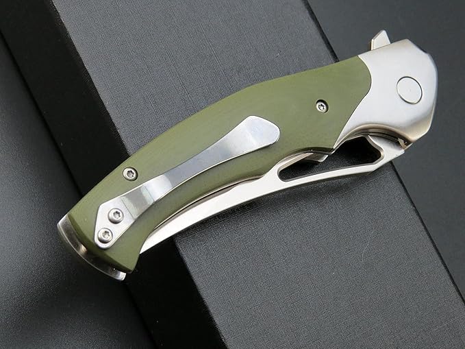 Eafengrow EF7 Folding Knife K110 Steel Blade G10&Stainless Steel Handle EDC Tool Knives for Outdoor