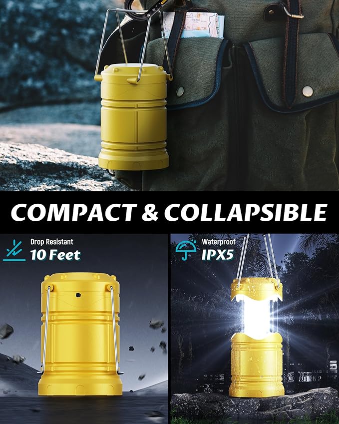Lichamp 4 Pack LED Camping Lanterns, Battery Powered Camping Lights LED Collapsible Flashlight