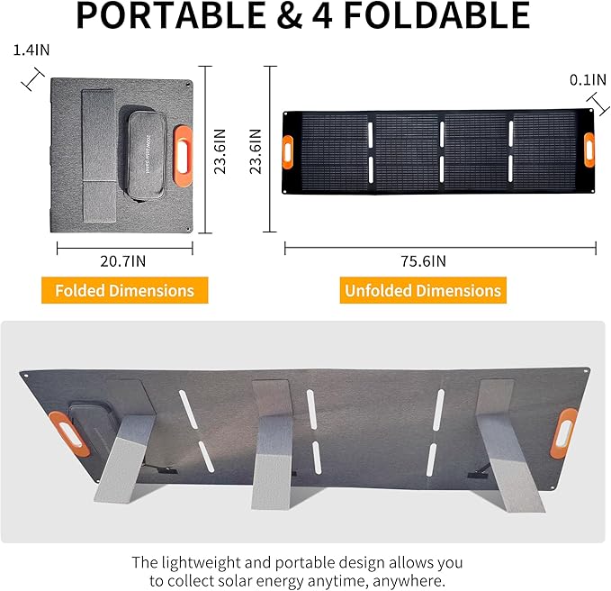 200W Portable Solar Panel for Power Station Generator,200 Watt Foldable Solar Panel Charger with