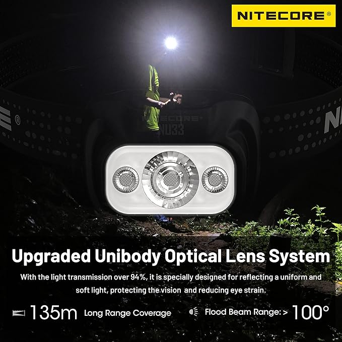 Nitecore NU33 700 Lumen Aluminum Headlamp Triple Light Sources USB-C Rechargeable Headlight Tag