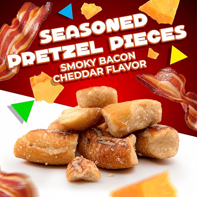 Smoky Bacon Cheese Pretzel Pieces | 1 Pound Bag | Bold Flavored, Naturally Seasoned Pretzels |