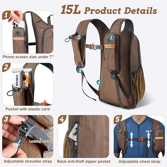 15L Small Hiking Backpack for Men Women Foldable Packable Back Pack Ultralight Hiking Daypack for