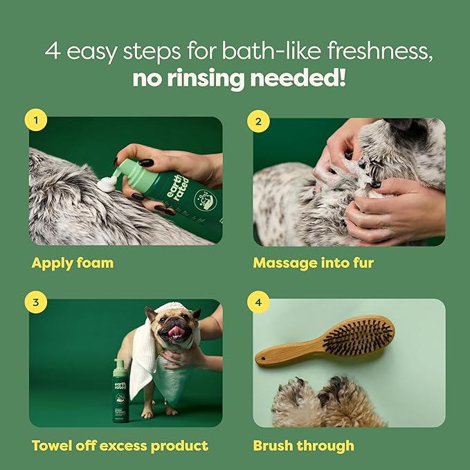 Earth Rated Waterless Dog Shampoo & Conditioner, Convenient No-Rinse Wash for Cleaning
