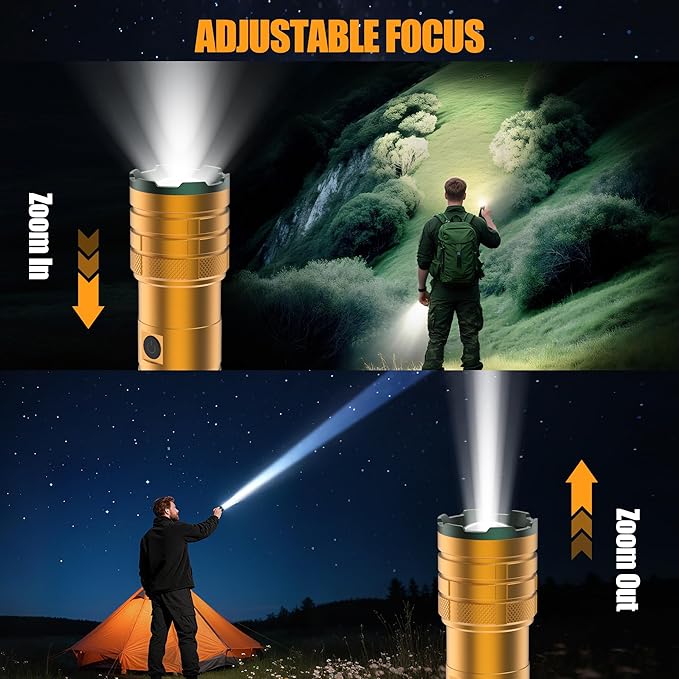 Rechargeable Flashlights High Lumens 10000 Long Lasting, 4 Modes with Side COB Light, Super Bright