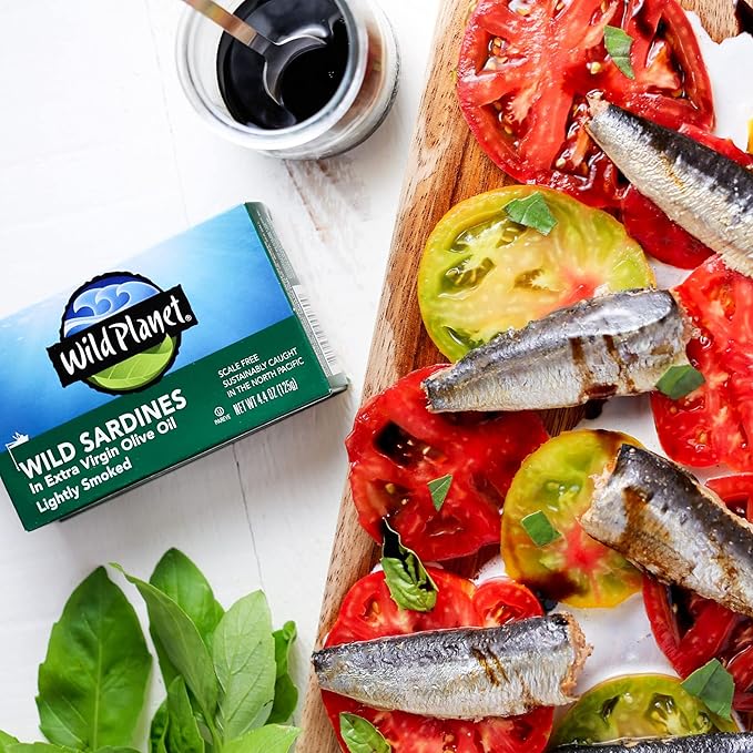 Wild Planet Wild Sardines in Extra Virgin Olive Oil, Lightly Smoked, Tinned Fish, Sustainably