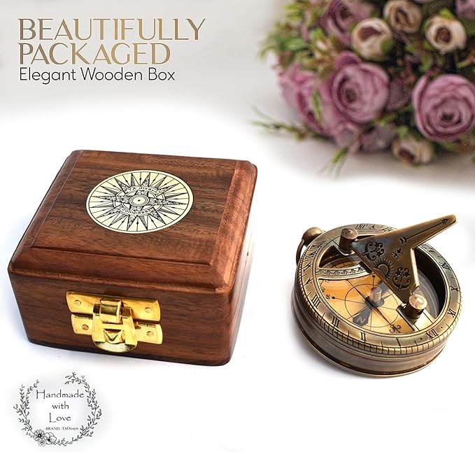 Trust in The Lord With All Your Heart - Proverbs 3:5-6 Quote Engraved Compass With Wooden Box