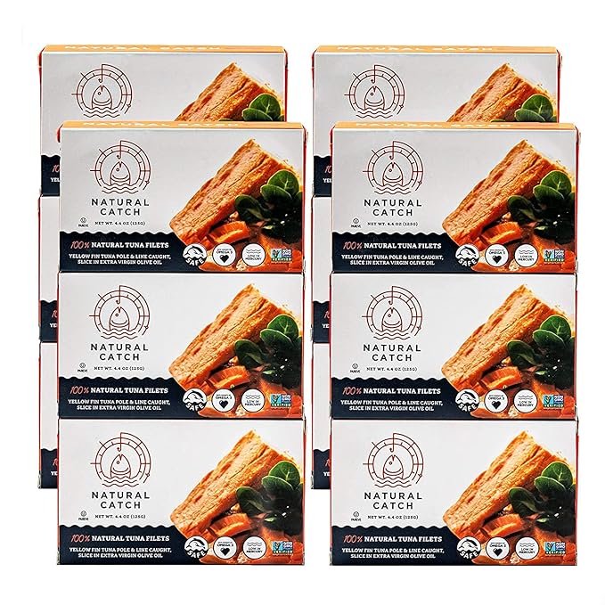 Natural Catch Tuna Filets, Hand Cut, Pole & Line Caught, Gluten-Free, Paleo, Keto Friendly (4.4 oz