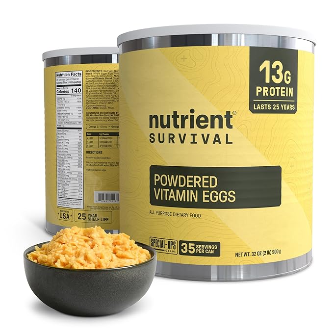 70 Egg Equivalent Nutrient Survival Vitamin Powdered Eggs Blend, Freeze Dried Prepper Supplies &