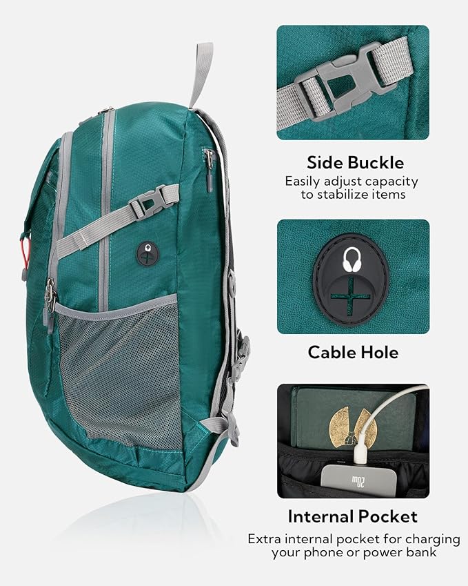 WATERFLY Lightweight Packable Hiking Backpack: 30L Foldable Travel Daypack Ultralight Camping Day