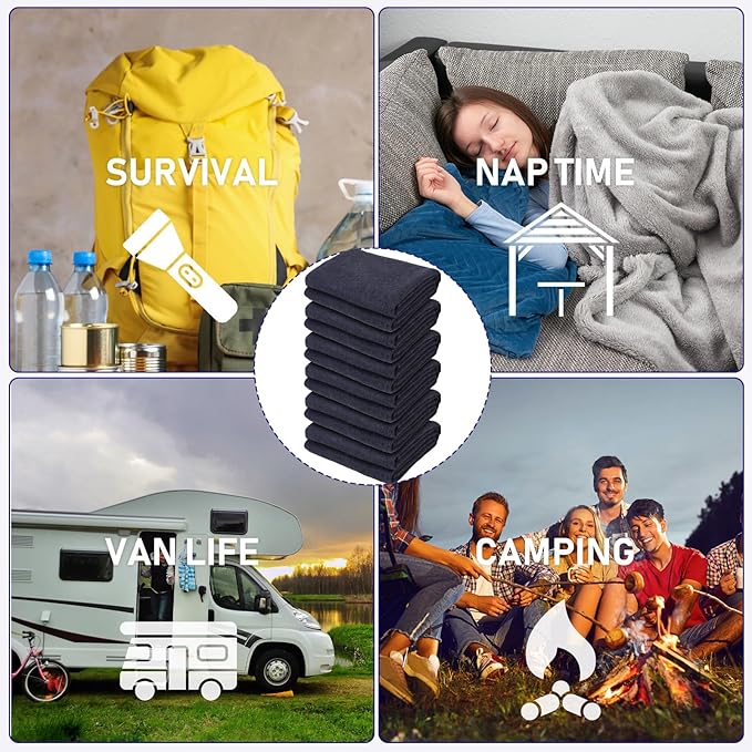 Preboun 6 Pcs First Aid Fire Retardant Blanket Military Blanket 60" x 80" Survival Blanket for