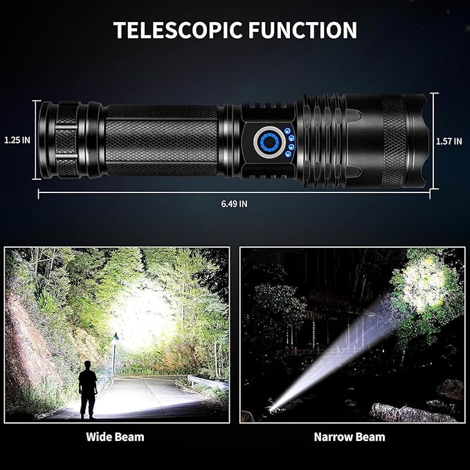 Rechargeable LED Flashlights High Lumens, 90,000 Lumens Super Bright Flashlights with 5 Modes