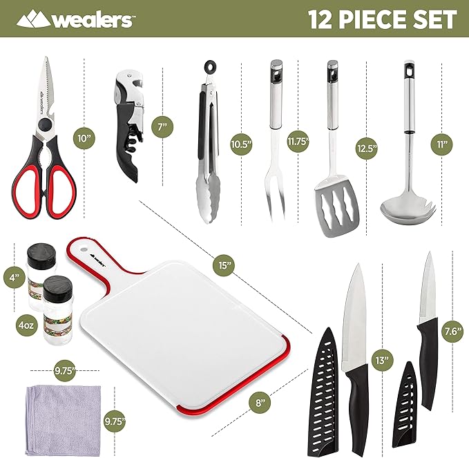 Camp Kitchen Cooking Utensil Set Travel Organizer Grill Accessories Portable Compact Gear for